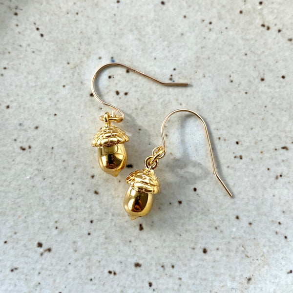 Gold Acorn Earrings