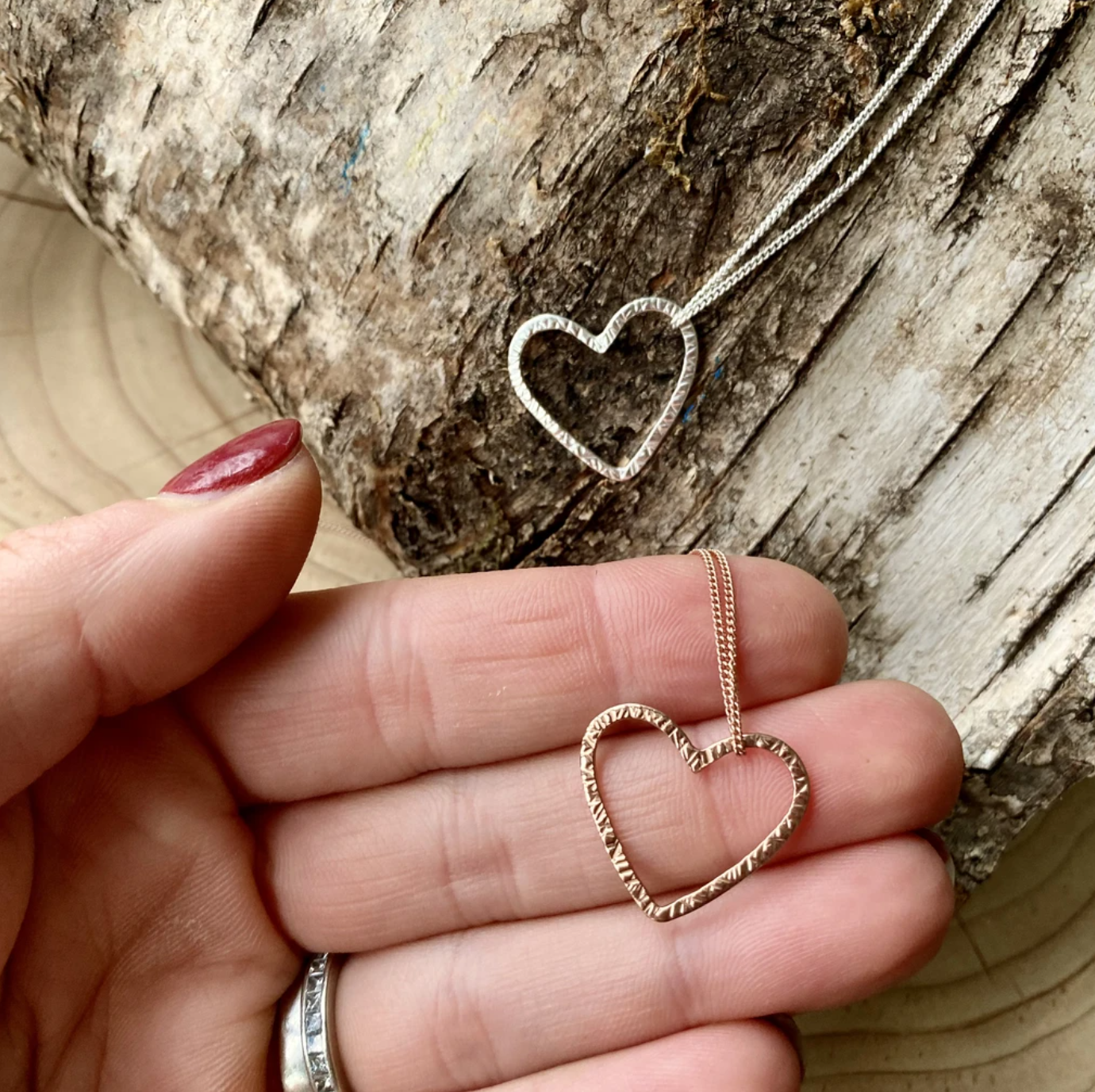 Mommy & Me Heart Necklace Rose Gold