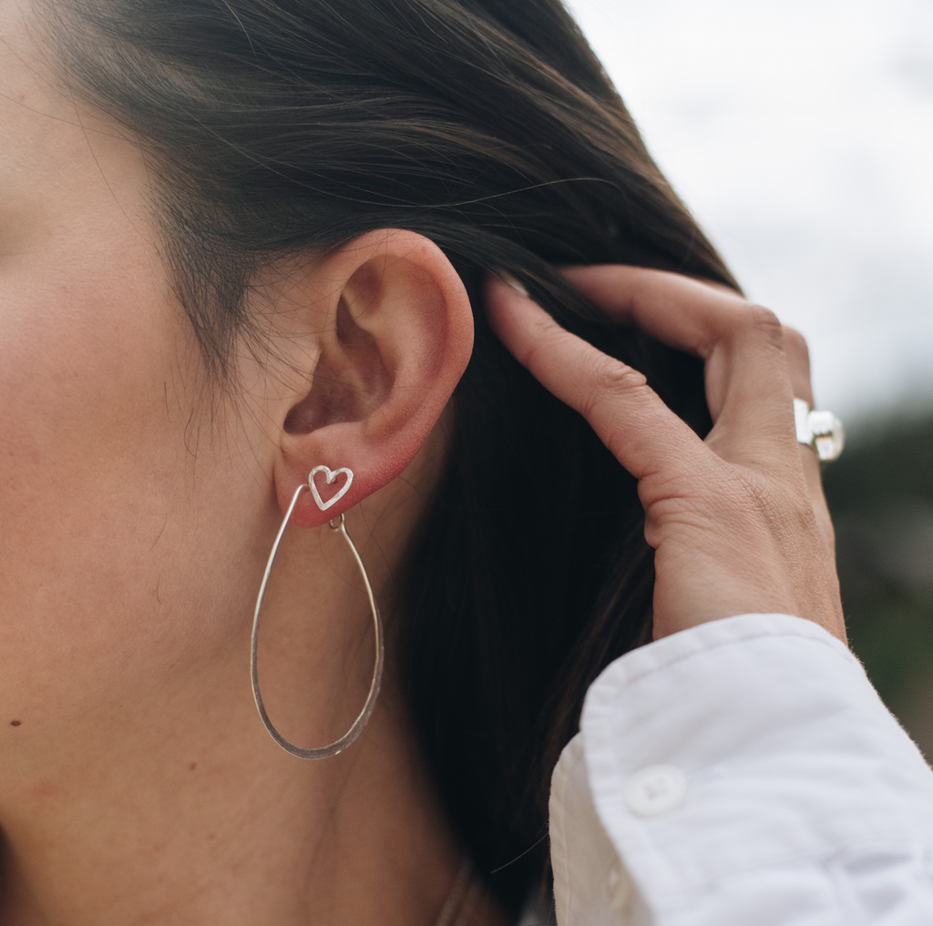 Sweet Heart Stud Earrings Silver