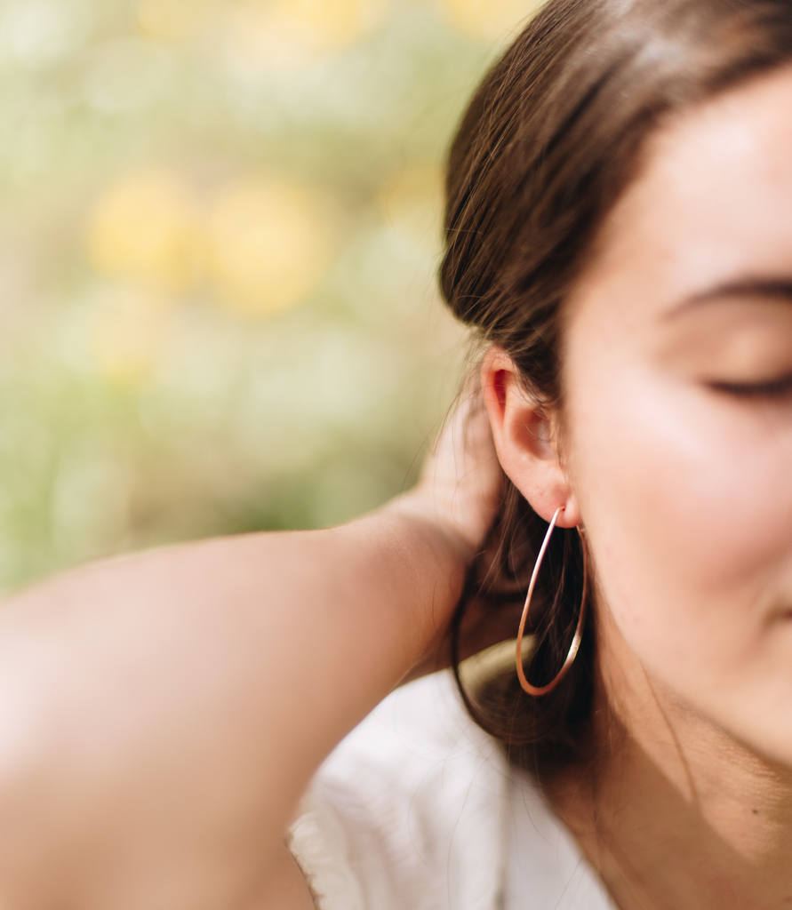 Rain Drop Hoops Rose Gold