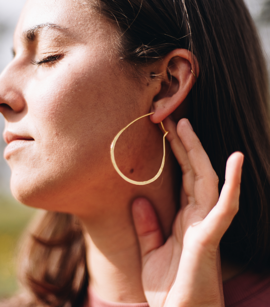 Rain Drop Hoops Rose Gold