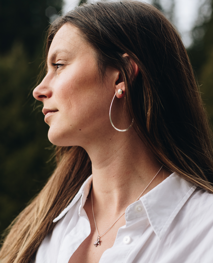 Rain Drop Hoops Yellow Gold