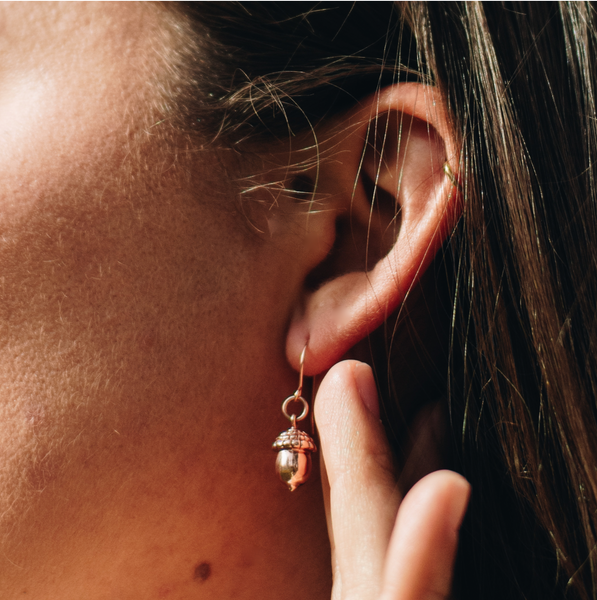 Rose Gold Acorn Earrings