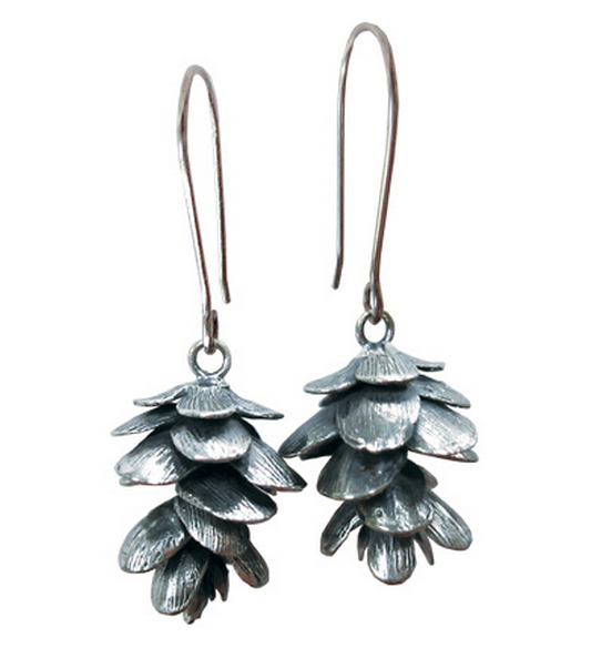 Silver pine cone earrings new arrivals