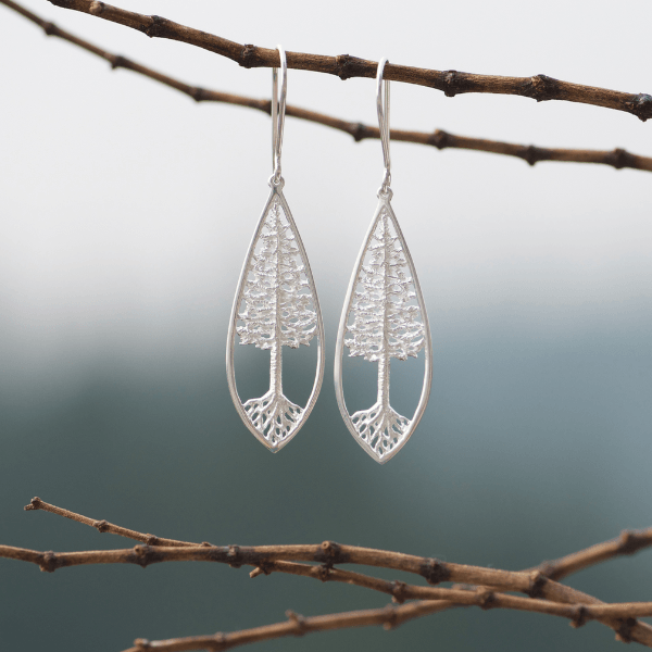 Boucles d'oreilles Arbre de Vie enraciné Mat