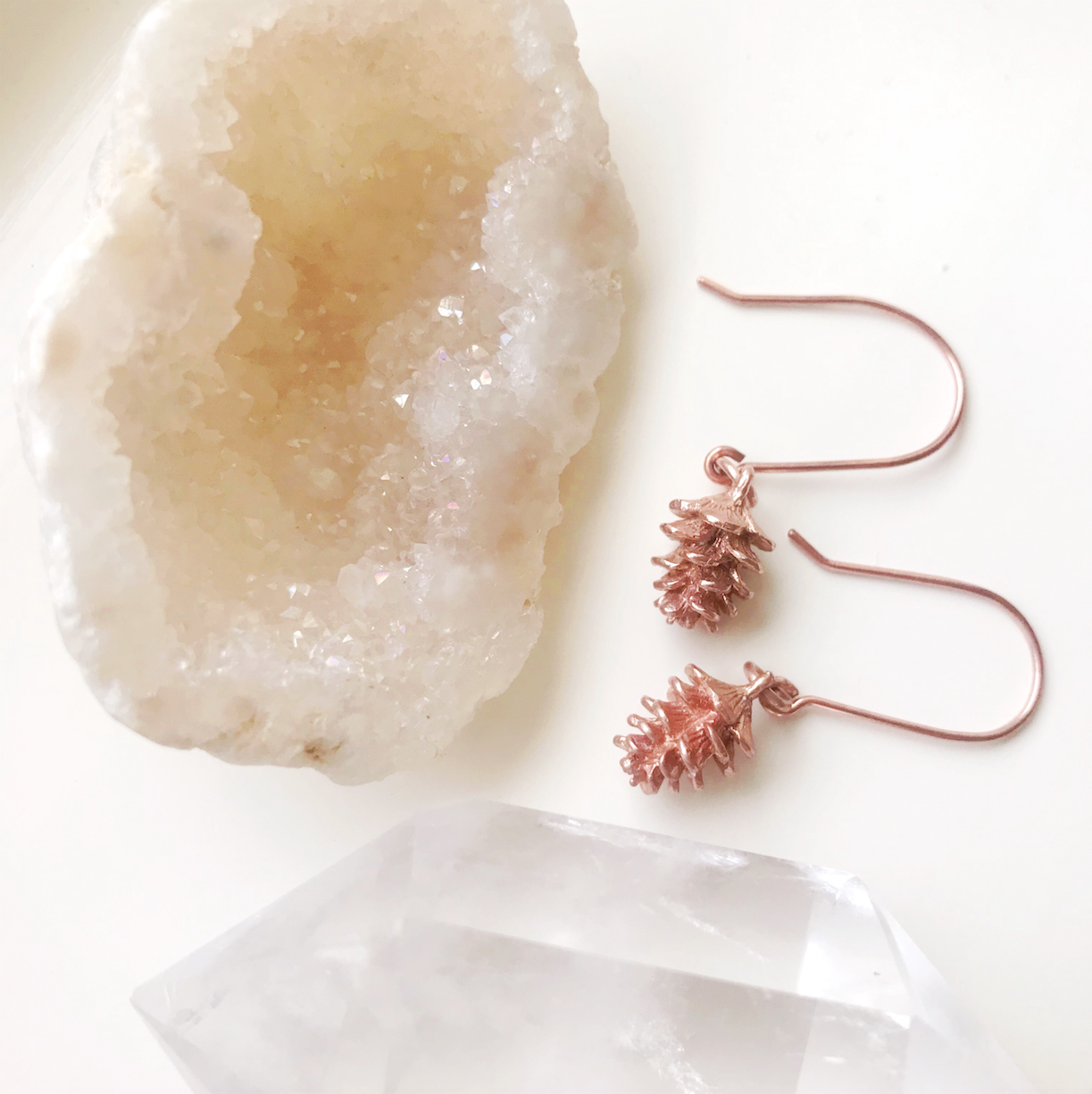 Rose Gold Tiny Pinecone Earrings